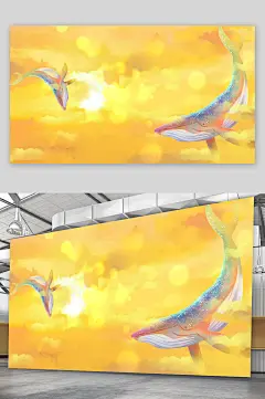 精品黄色梦想手绘插画设计