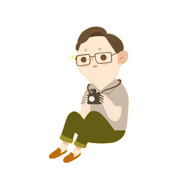 卡通摄影师男生郊游摄影单反相机萌拍照