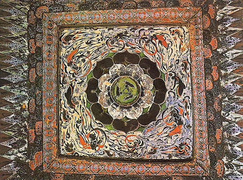 第407窟隋三兔飞天藻井中的飞天