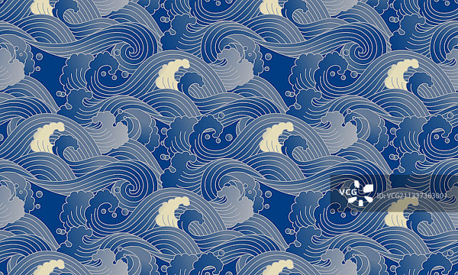 无缝的复古海浪纹背景底纹图片素材