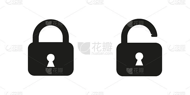 锁定图标。Flat lock on white background . padlock vecto素材-花瓣网