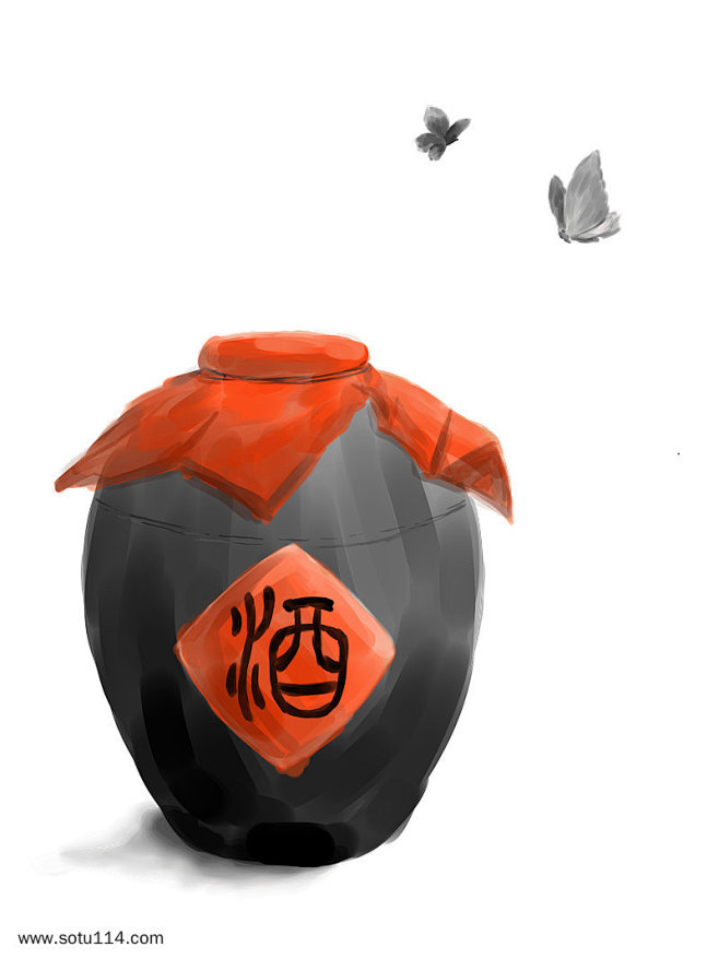 古代就躺插画装饰元素