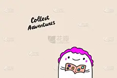 可爱的,绘画插图,卡通,矢量,手,相册,男人,冒险,收集,绘制