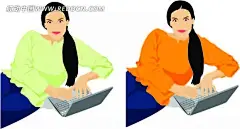 半躺着打电脑的女生韩国时尚插图AI|插画|插图|电脑|绘画|角色|卡通|卡通人物|卡通人物图片|漫画|漫画人物|人物|人物素材|人物图片|设计|矢量人物|矢量图|手绘|水彩|躺着|图片