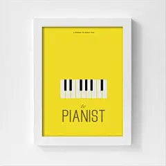 钢琴师 个性经典欧美好莱坞电影简约设计款海报有框画装饰画-淘宝