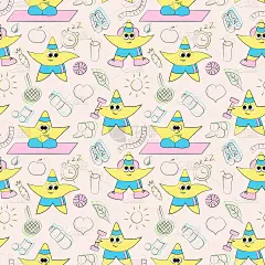 无缝矢量图案与可爱的运动明星