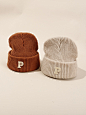 2pcs Toddler Kids Letter Patch Decor Beanie