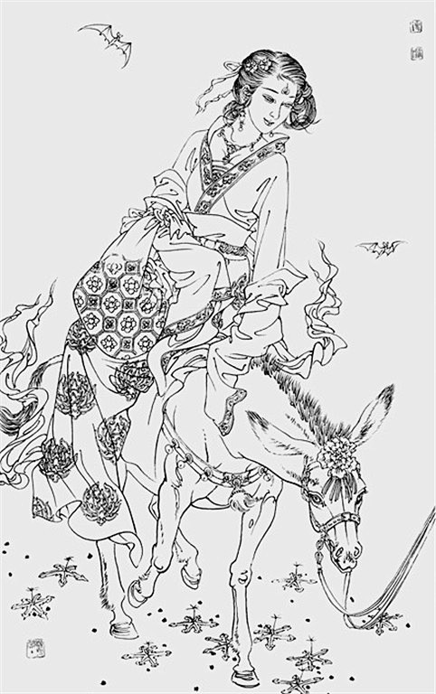 国画家项维仁白描人物
