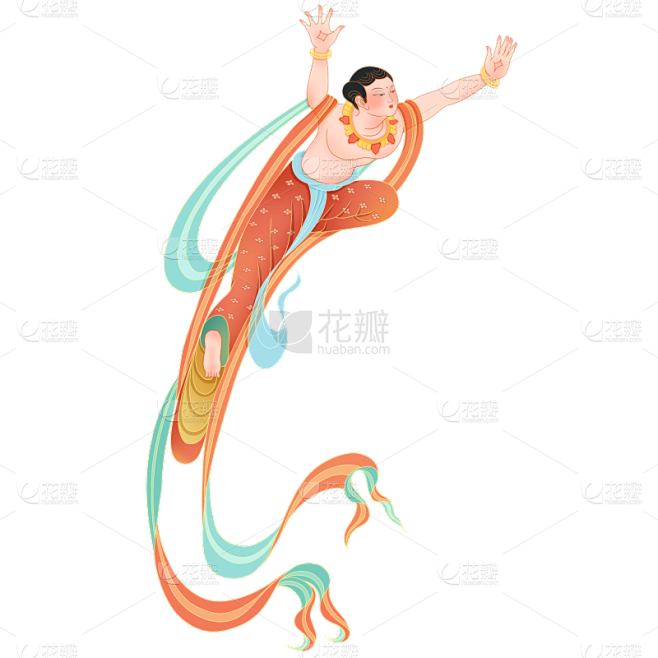 高质量人物插画-国潮细线白描
