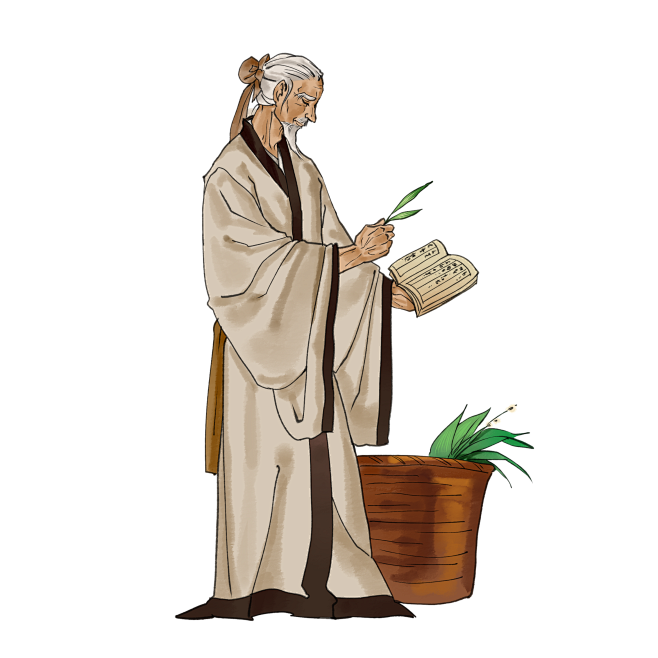 中医大夫-插画 免抠元素 PNG 手绘古代中医生养生采药治病 古风名医大夫开方医治插图 (23)_1000×1000