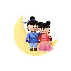 简约卡通七夕情人节3d牛郎织女人物