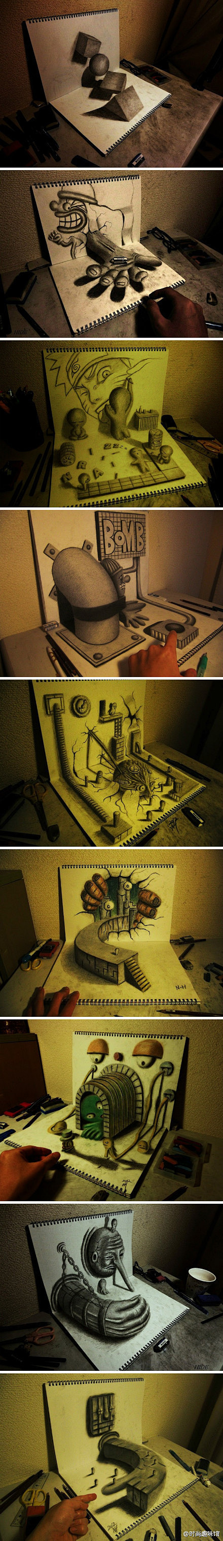 3D立体素描画