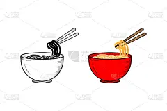 面条手绘插图素描和颜色