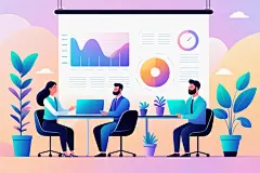 科技金融扁平风商务办公场景插画