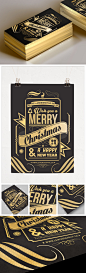 Merry christmas card gold hotstamp 2014 02