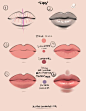#绘画学习# 嘴唇的设计绘制画法！要画好一个唇，首先得理解嘴巴的结构，然后研究其色调是否与人物性格符合。（net）