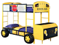 School Bus Design Twin Size Bunk Bed With Front Table and Storage kids-beds