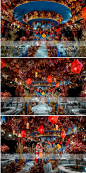 魔方婚礼手绘红蓝色系新中式婚礼堂案例-婚礼设计-DODOWED婚礼策划网