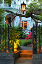 Garden Gate with Lantern