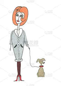 带狗的女士。插图。