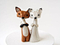 Fox Wedding Cake Topper  Red Fox and Arctic Fox by BonjourPoupette, $120.00 -- expensive but I really love this. I want a nontraditional cake topper that we can keep forever <3