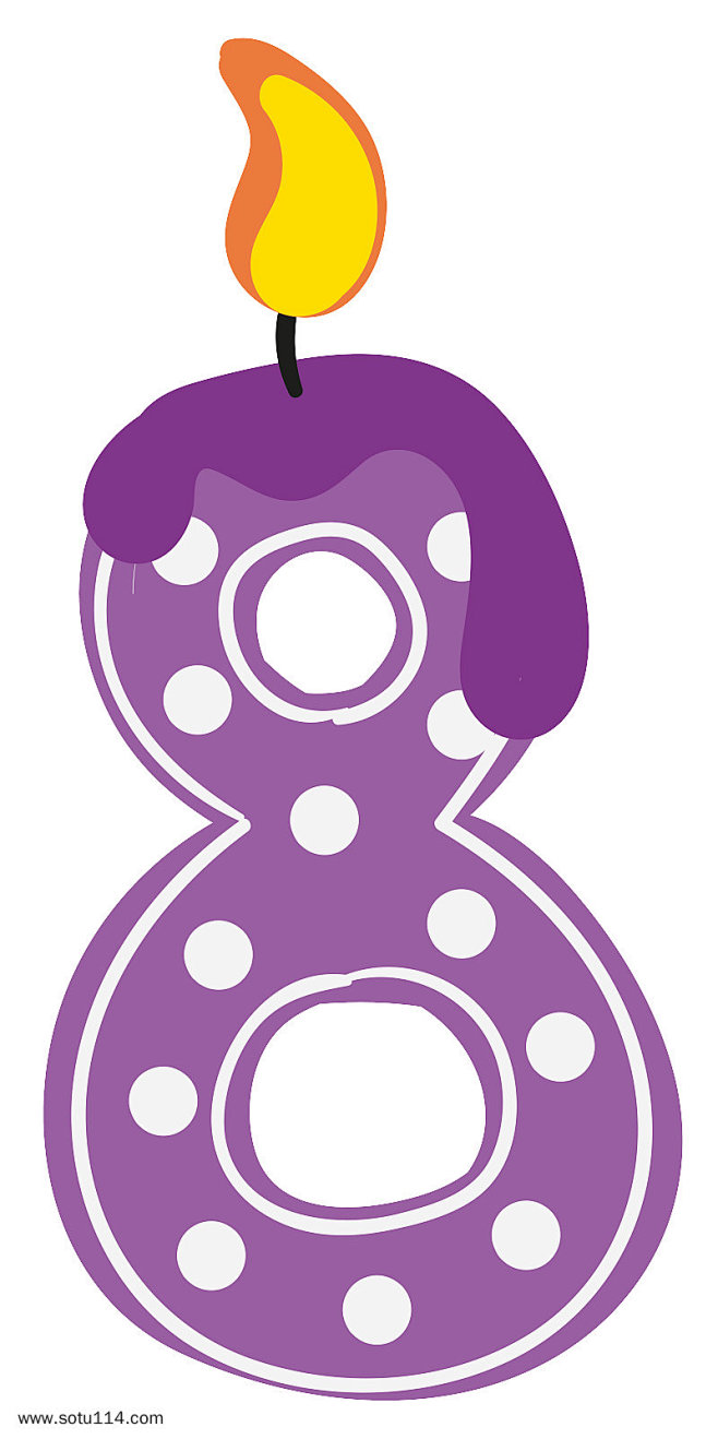数字8卡通生日蜡烛