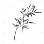 中国风-水墨竹叶植物元素贴纸7