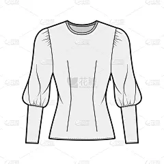 圆领口,人体,时尚插画,侧面视角,拉链,袖子,宽松上衣,纺织品,正装,模板