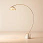 Venus Champagne Arc Floor Lamp with White Marble Base (Open Larger View)