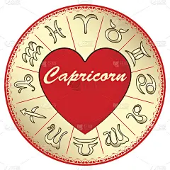 黄道十二宫摩羯座，为情人节提供矢量插图