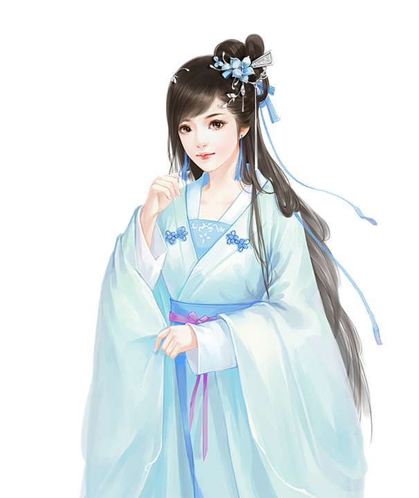 温婉蓝衣女子_720