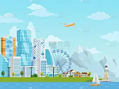市区,全景,郊区,城市,商务,船,河流,天空,建筑,建筑结构