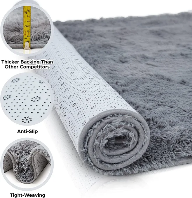 Amazon signature loom fluffy shaggy area rug 4x5 soft fuzzy