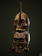 Dayak Skulls Trophy - realtime asset, Georgian Avasilcutei : I've started this asset for a challenge hosted by a fellow streamer(SirDigitalBacon). 25 days after the deadline I actually managed to finish it. It is inspired by the head trophy created by the