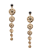 Mizuki Black Diamond & Gold Floral Multi-Disc Drop Earrings