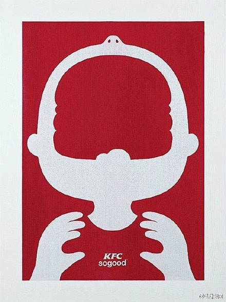 负空间艺术创意KFC广告设计，一口吃掉汉...