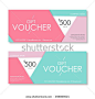 Vector illustration,Gift voucher template with clean and modern pattern. - stock vector
