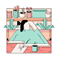 #插画设计# 早安，荷兰插画师 Jenna Arts ​​​​的最新作品，形象设计夸张，色彩明亮，用来表达生活场景别有趣味。可以关注作者个人网站：O网页链接 更新很勤快哦。 ​​​​