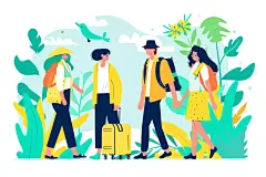 扁平风旅游旅行氛围感插画