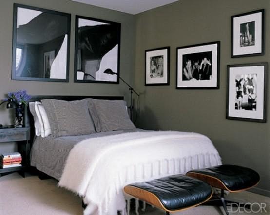 黑白搭配简约卧室 卧室,绿色,舒适,欧式...