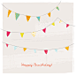 彩色吊旗生日卡片矢量素材，素材格式：EPS，素材关键词：生日,生日快乐,吊旗,彩旗,矢量节日