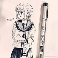 【绘画参考】一支笔就能画出一个可爱的小姐姐（新手临摹）