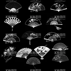 各种折扇素材  - 源文件下载【酷图网】折扇,素材图,分层,折扇图,扇子,古风