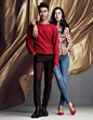  国内的 H&M 则强调节日中的恋人，找来了这对真人秀里捧红的“荧幕情侣”——超模刘雯和韩国明星崔始源再相聚，穿着红色为主的节日系列，让“CP粉”们美梦成真。