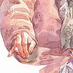 #灵感的诞生# 慈母手中线，游子身上衣
为《读者》杂志中《母亲的洋娃娃》配的小插图。绘画工具：黑色圆珠笔+荷尔拜因水彩+获多福水彩本李旻插画超话 @微博插画 @微博美学 ​​​​