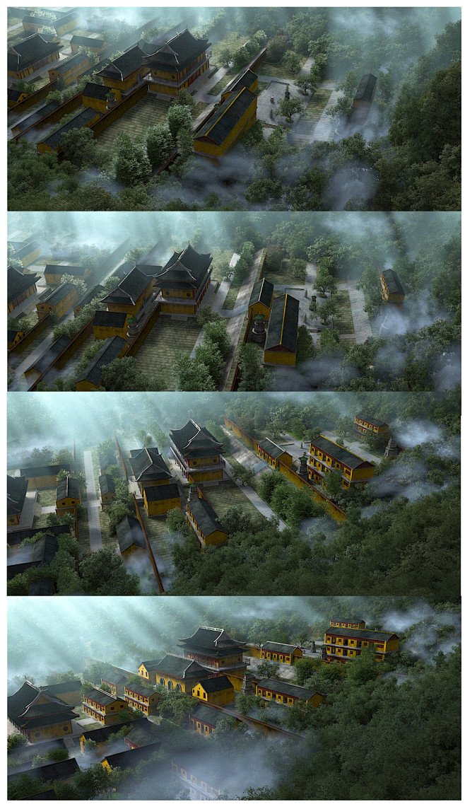 古建筑云雾寺庙古寺少林寺庙宇古刹3D模型