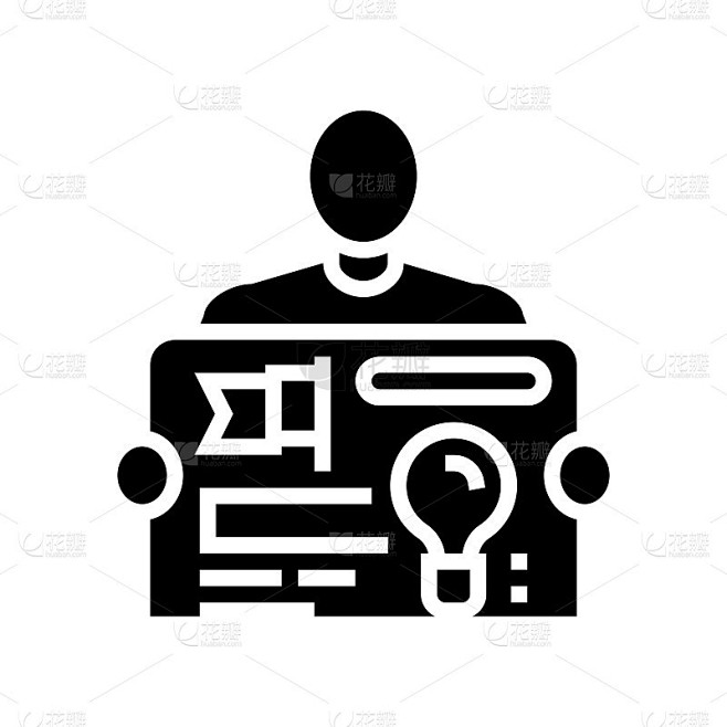 创始人创业想法商人字形图标矢量插图