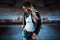 People 2048x1365 women Anatoli Oskin blonde open mouth leather jackets bodysuit torn jeans depth of field