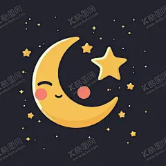 可爱月亮卡通绘画儿童插画 【酷图网】卡通,月亮,明月,月,月球,星星,星球,亮晶晶,闪闪发光,免抠素材,矢量,简笔画,儿童画,儿童插画,插画,蜡笔画,logo,图标