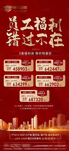 地产特惠房红金海报-源文件